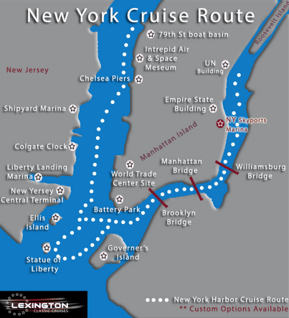 Typical New York Yacht Charter Cruise Route